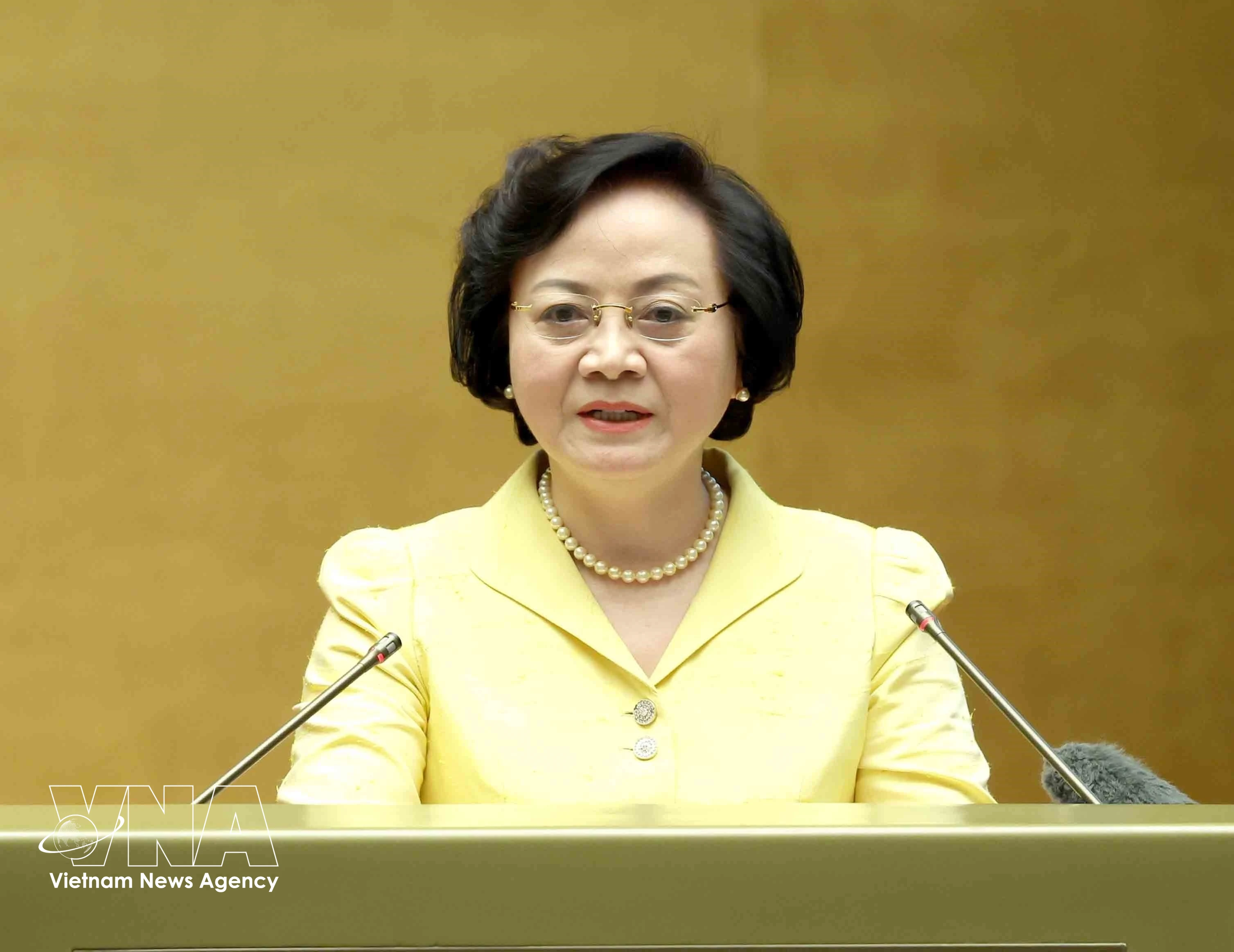 La viceprimera ministra, Pham Thi Thanh Tra, habla en la cita (Fuente: VNA)