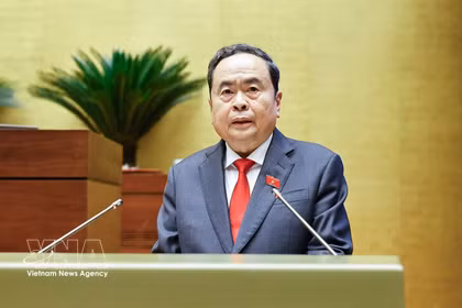 El presidente de la Asamblea Nacional de Vietnam, Tran Thanh Man, habla en la cita (Foto: VNA)