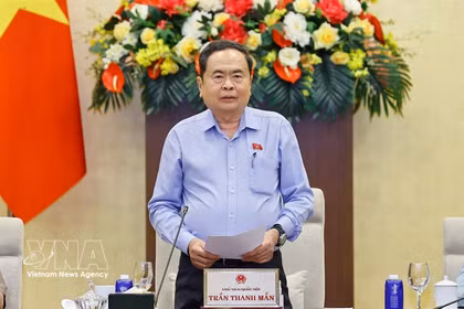 El presidente de la Asamblea Nacional, Tran Thanh Man, en la reunión. (Foto: VNA)