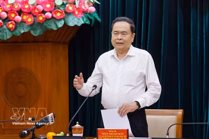 El presidente de la Asamblea Nacional de Vietnam, Tran Thanh Man, en la reunión. (Foto: VNA)
