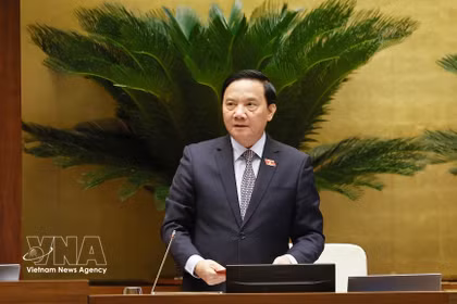 El vicepresidente de la Asamblea Nacional, Nguyen Khac Dinh, dirige la sesión. (Foto: VNA)