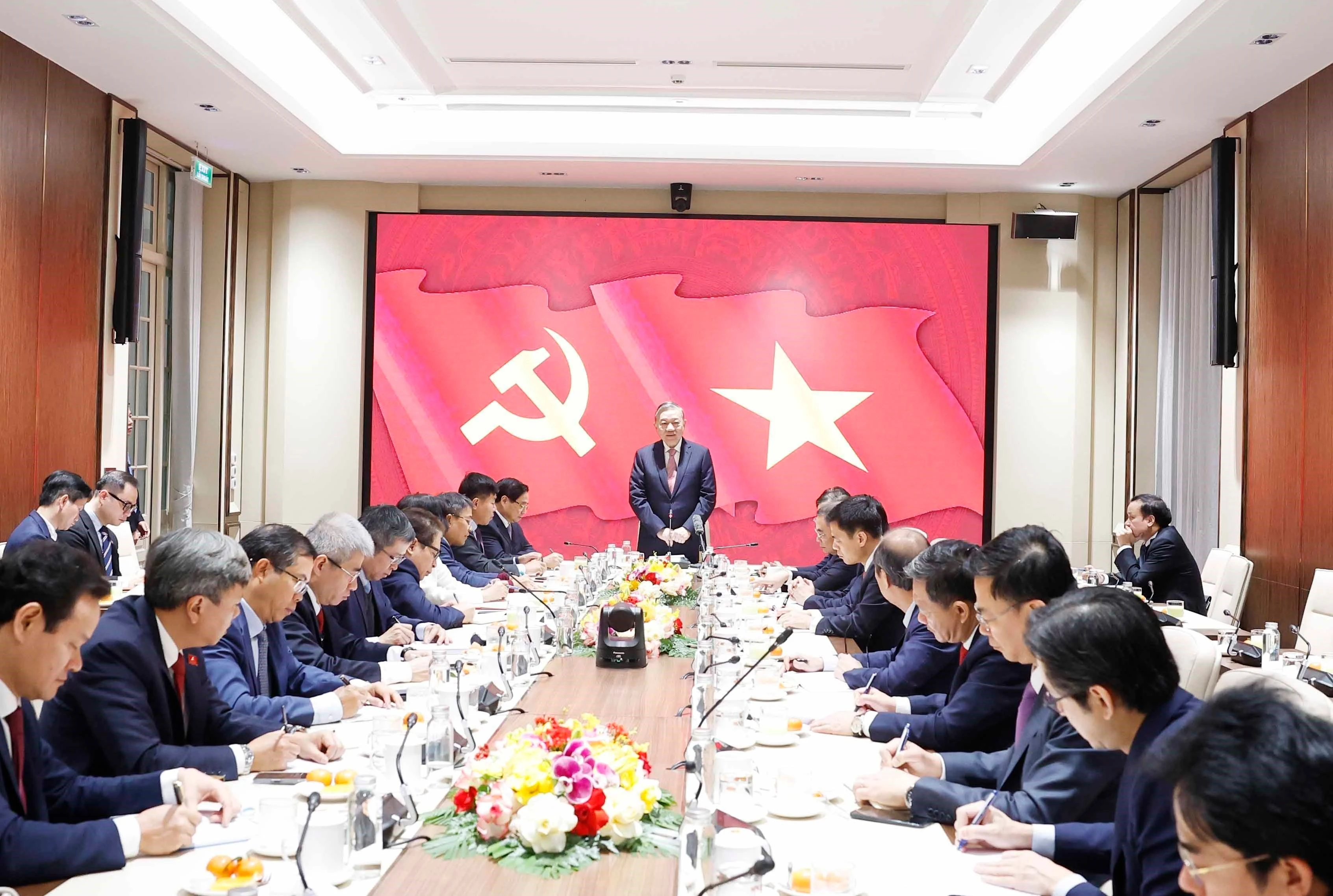 El secretario general del Partido Comunista de Vietnam, To Lam, habla en el acto. (Fuente: VNA)
