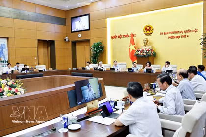 El presidente de la Asamblea Nacional, Tran Thanh Man, interviene en la cuarta sesión del Comité Permanente de la Asamblea Nacional la mañana del 15 de julio. (Foto: VNA)