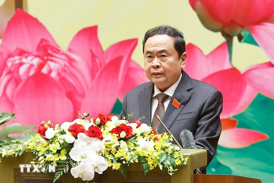 El presidente de la Asamblea Nacional de Vietnam, Tran Thanh Man, habla en el evento (Foto: VNA)