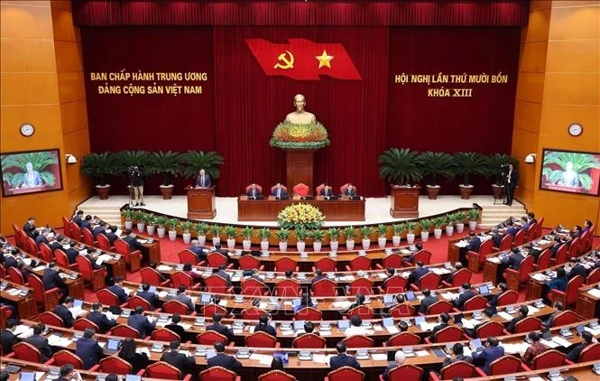 La sesión inaugural del XIV Pleno del Comité Central del Partido Comunista de Vietnam del XIII mandato. (Foto: VNA)