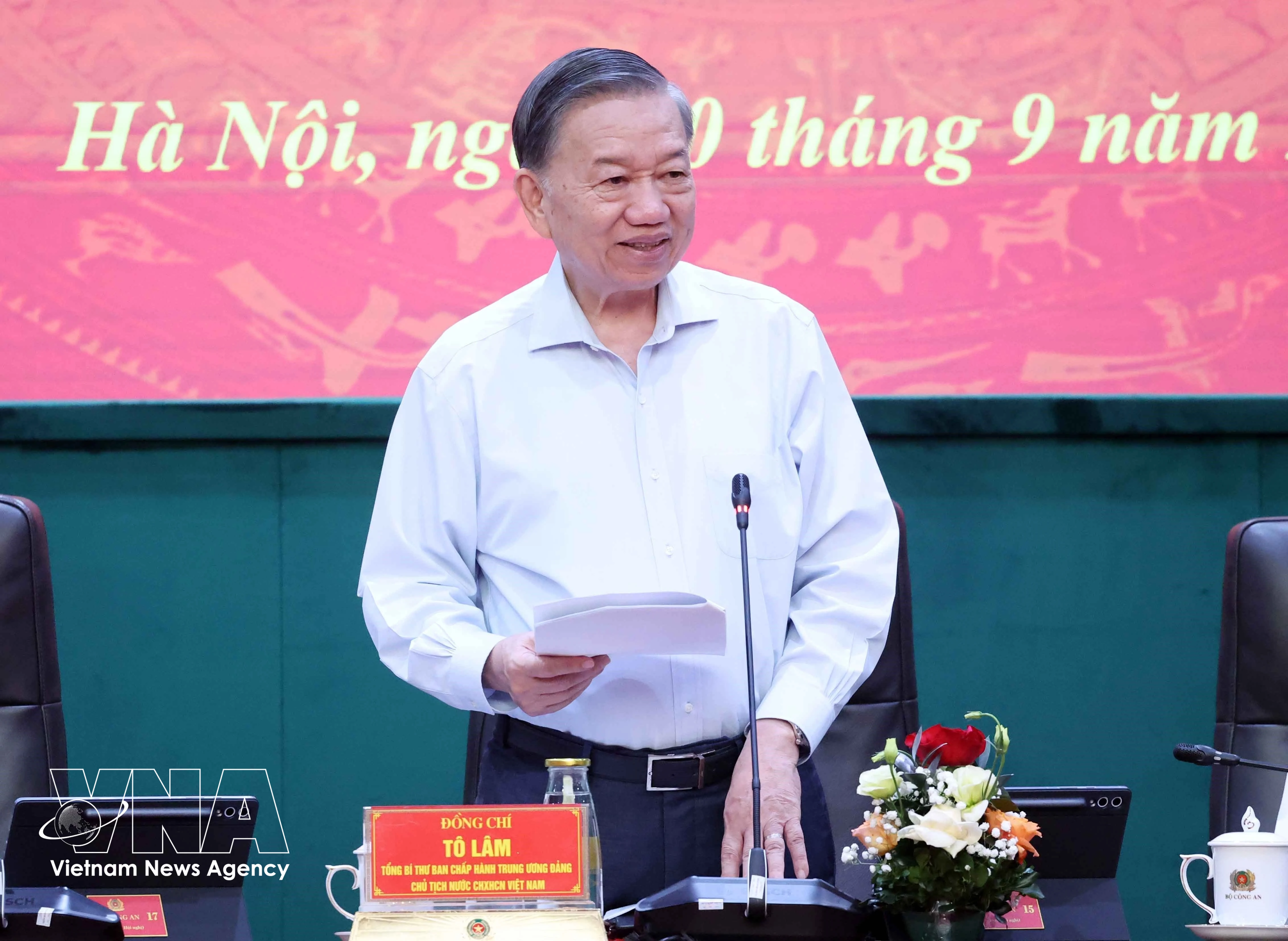 El secretario general del Partido y presidente de Vietnam, To Lam, habla en la cita (Fuente: VNA)