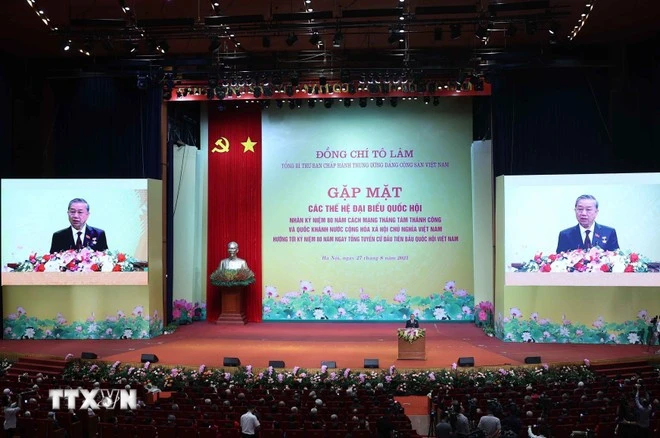 El secretario general del Partido Comunista de Vietnam, To Lam, interviene en el evento. (Fuente: VNA)